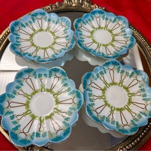 Elegant Blue and Green Floral Plates